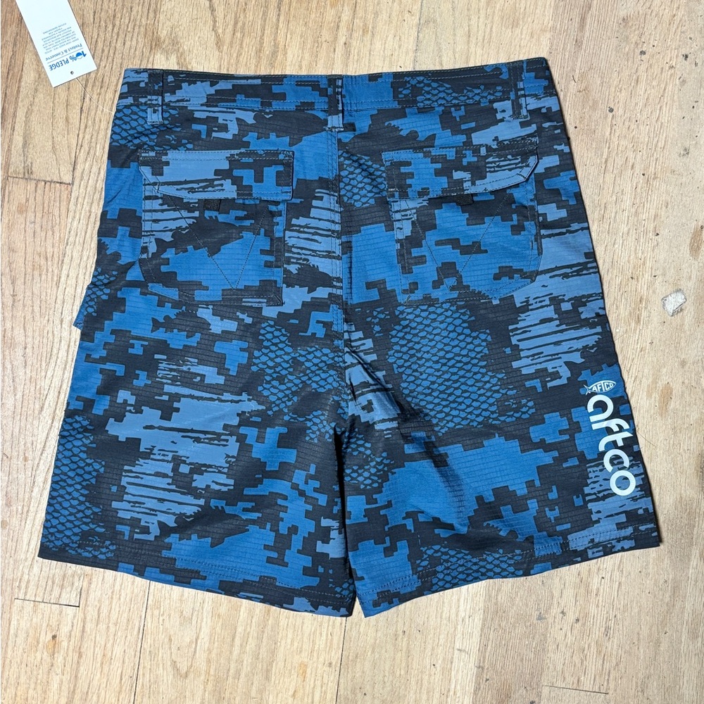 AFTCO Blue and Black Camo Shorts | Size 28 14/16